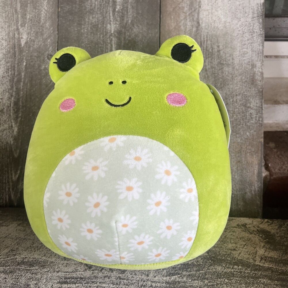 Squishmallows Green Wendy the Frog Floral Daisy Belly Plush 8" Kellytoy